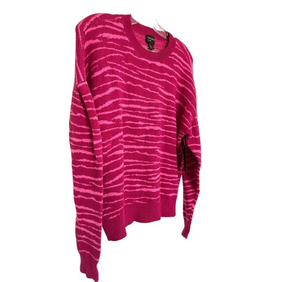 Free Press Fuchsia Zebra Print Sweater With Puff Sleeves - Picture 3 of 6